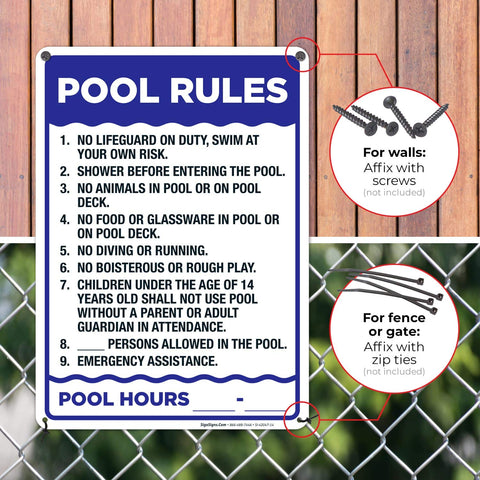 Sigo Signs pool rules sign vivid print with UV-resistant ink.