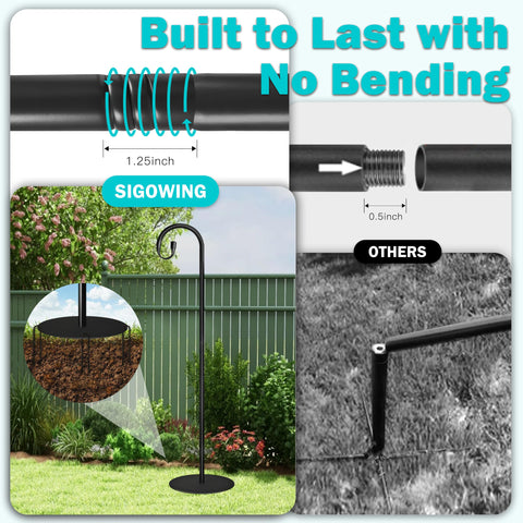 SIGOWING flat-base shepherds hook ideal for lanterns and feeders