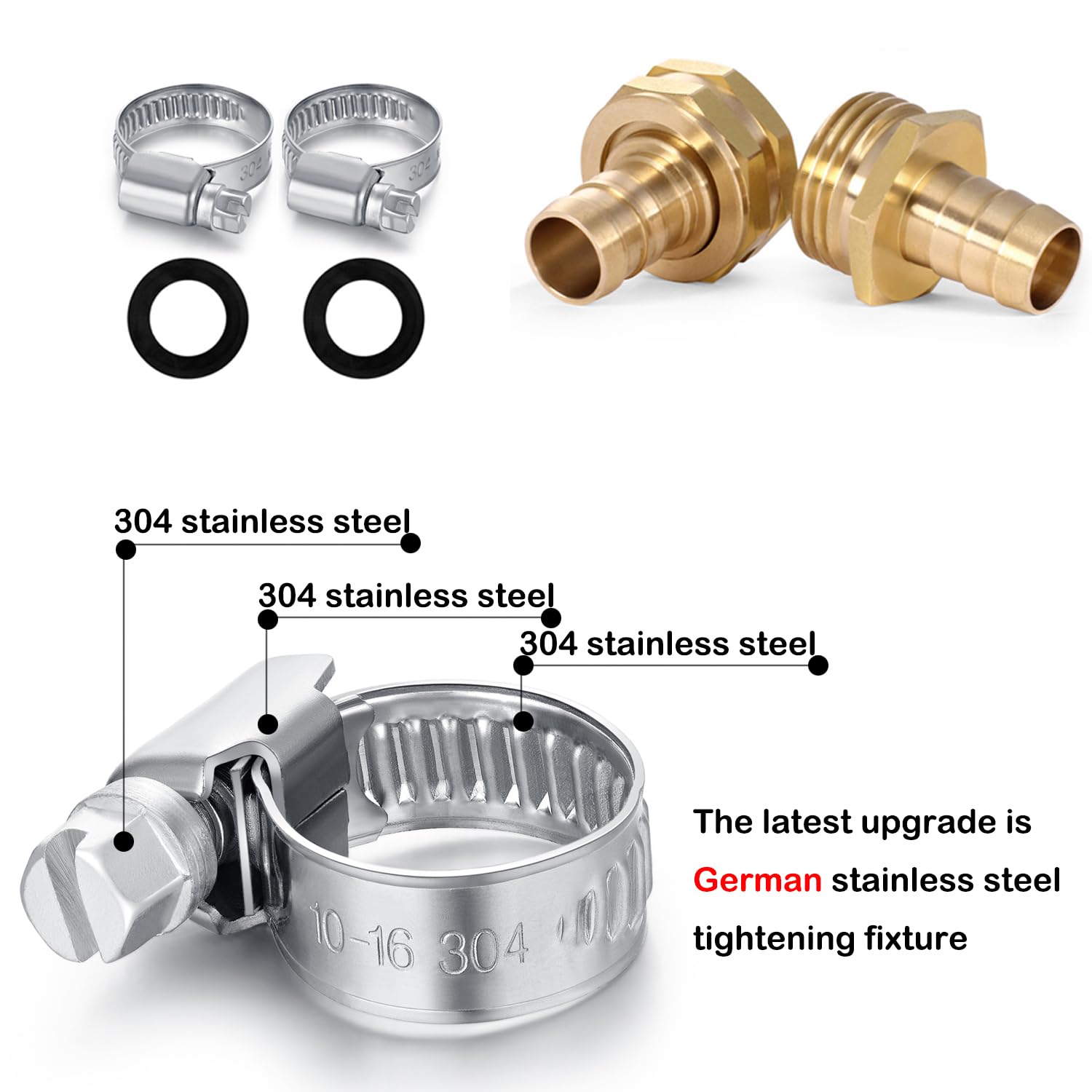 Siguranta barb garden hose connection detail showing rust-resistant brass