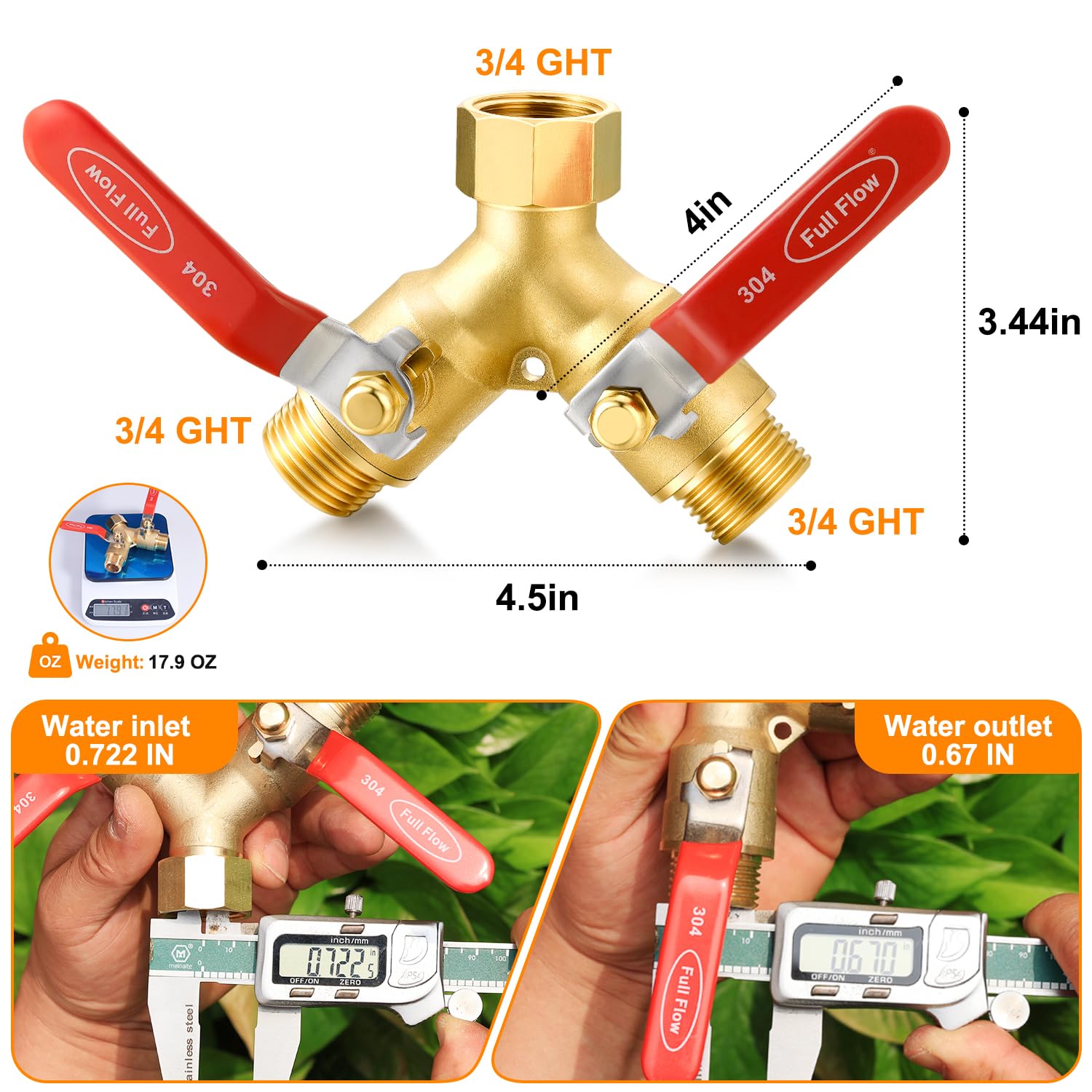 SIGURANTA brass 2-way diverter with long handle for quick adjustments outdoors