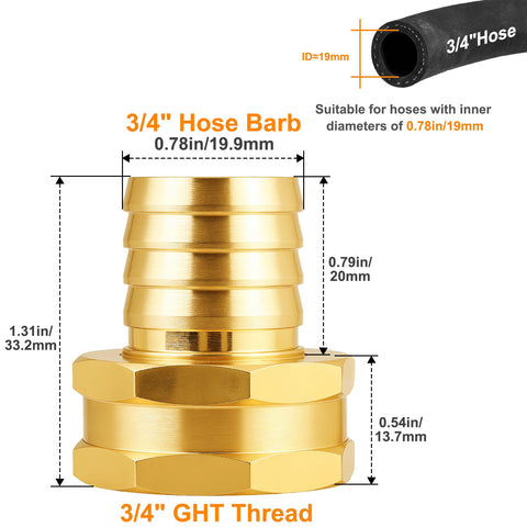 SIGURANTA brass GHT hose end adapter connecting to spigot for leak-free watering
