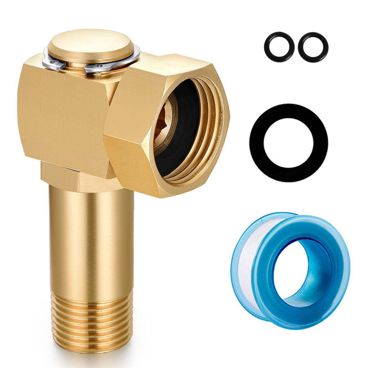 SIGURANTA brass hose reel fitting with 3/4 GHT female to 1/2 NPT male swivel for versatile connections.