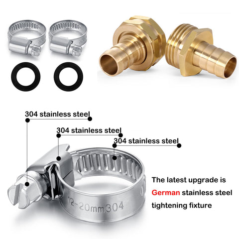 Close-up of rust-resistant 304 stainless steel hose clamps.