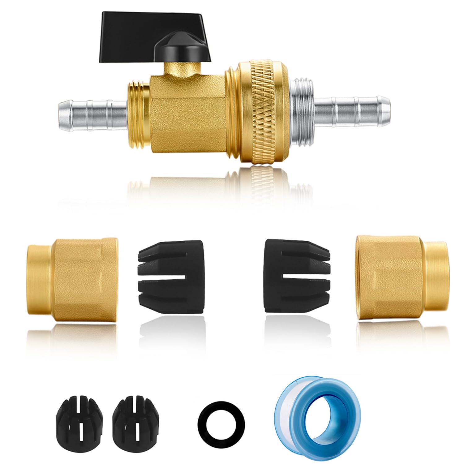 SIGURANTA expandable hose kit brass fittings closeup for durable connections.