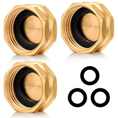 SIGURANTA brass end cap for 3/4 inch hose seals leaks.