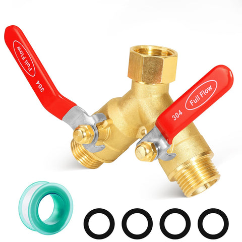 SIGURANTA garden hose splitter shows full-flow brass Y-valve in use for efficient watering