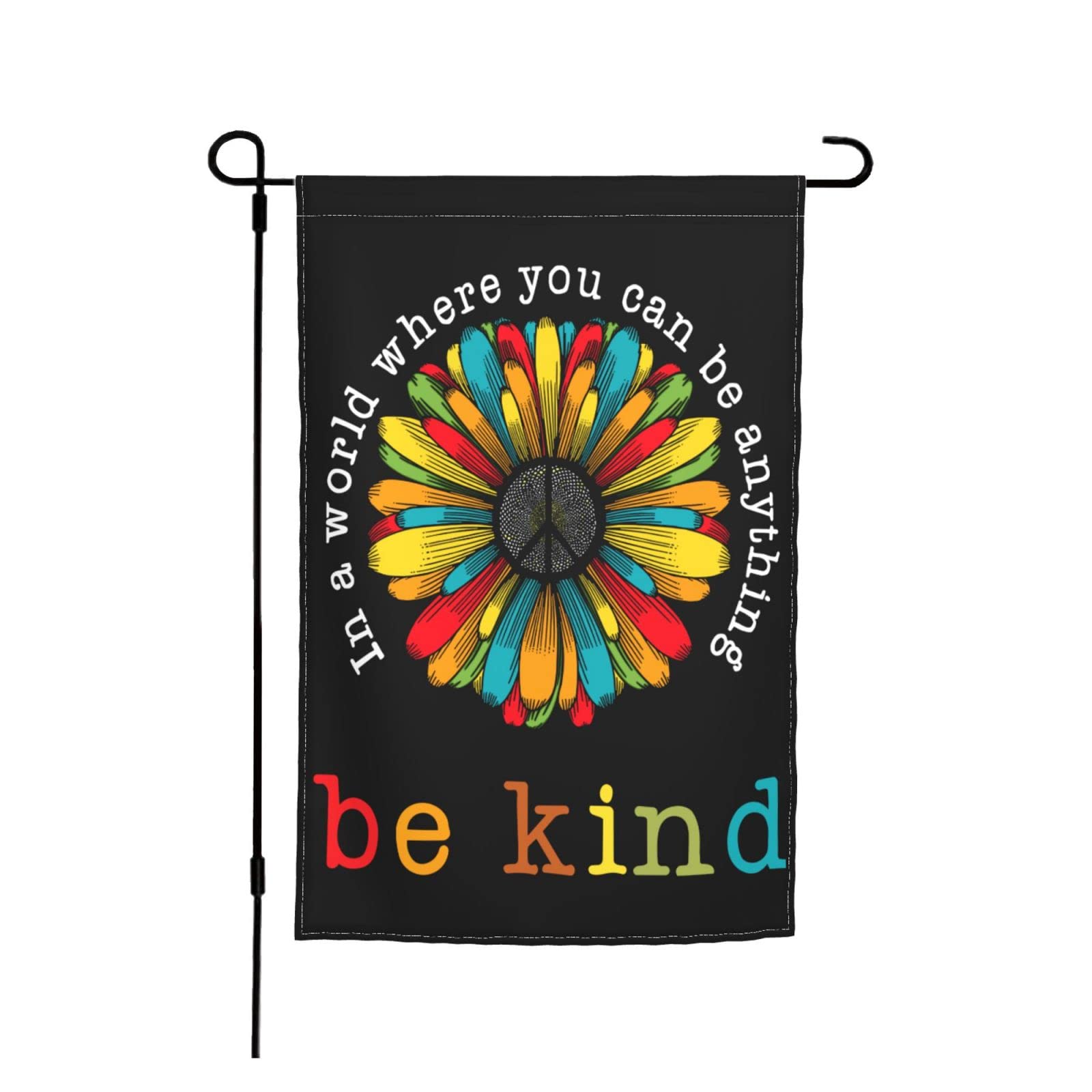 Siiuuol Be Kind garden flag front view highlights a welcoming yard accent.