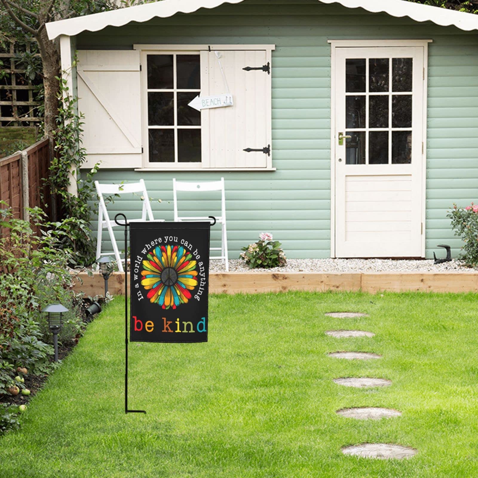 Siiuuol Patio and garden decor flag fits standard stands for easy setup.