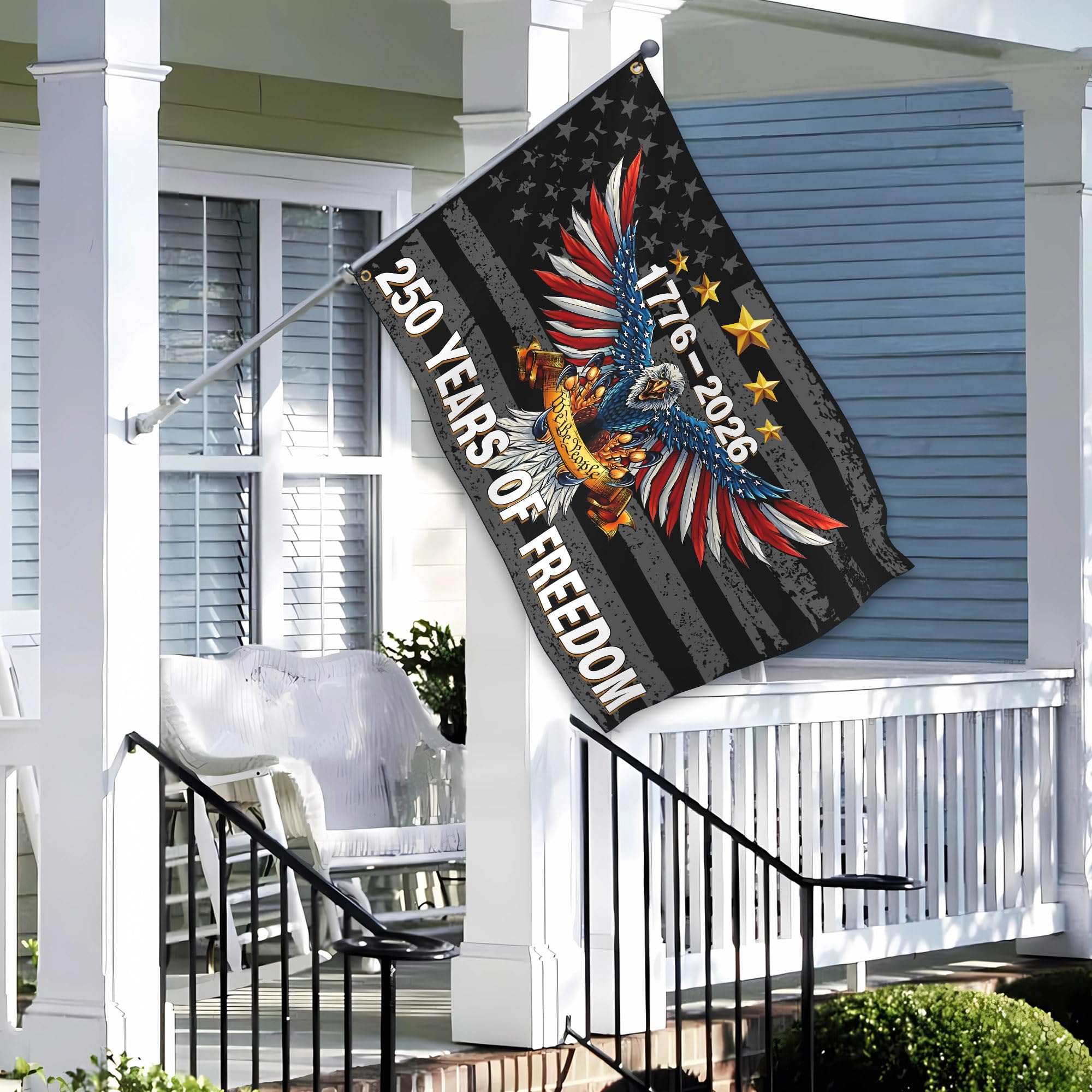 siixoi 250th years of freedom flag with mirrored back for visibility