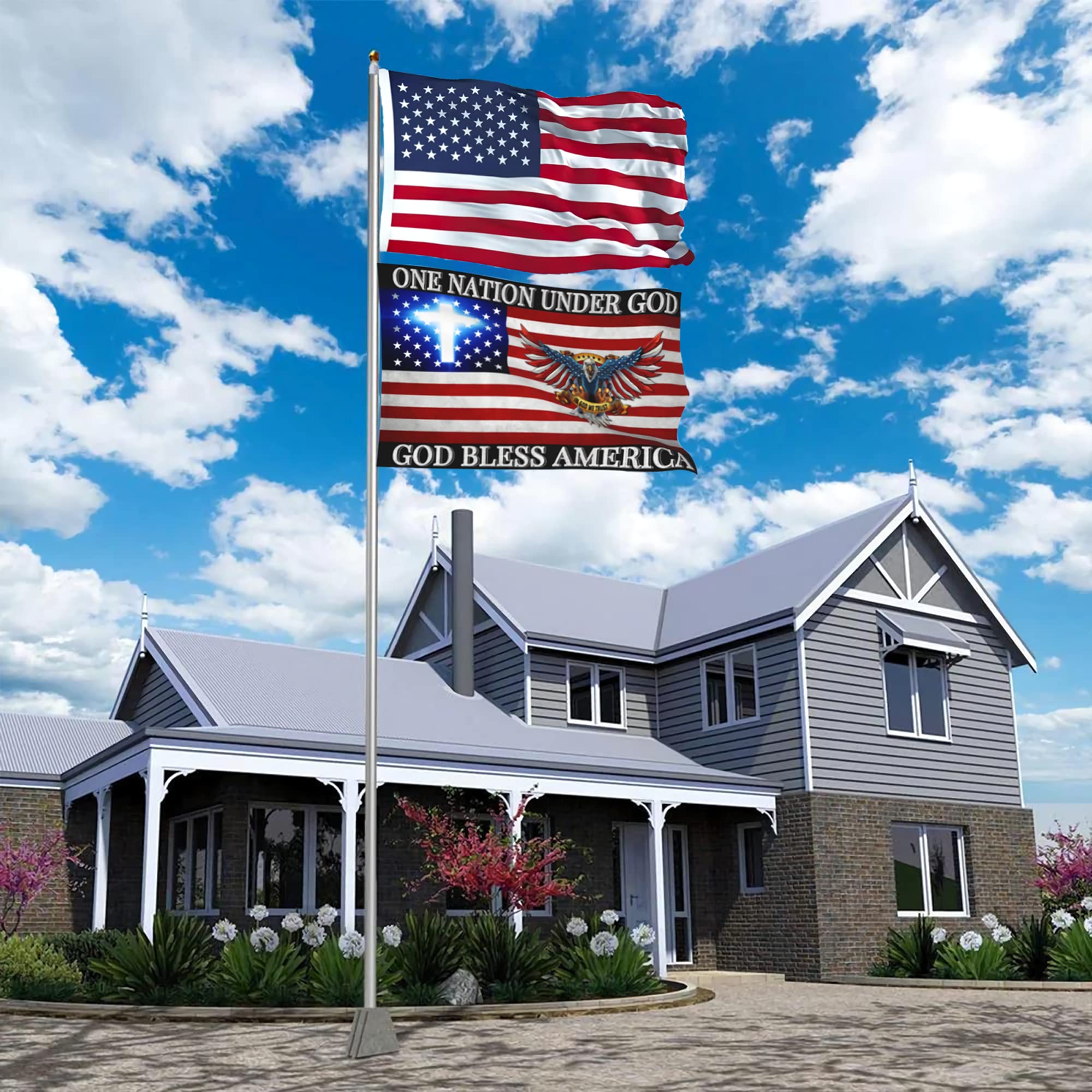 Siixoi Jesus flag back-to-back mirrored print for double visibility