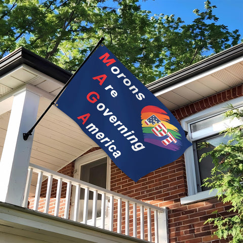 siixoi Morons Are Governing America flag brass grommets ensure durable hanging.