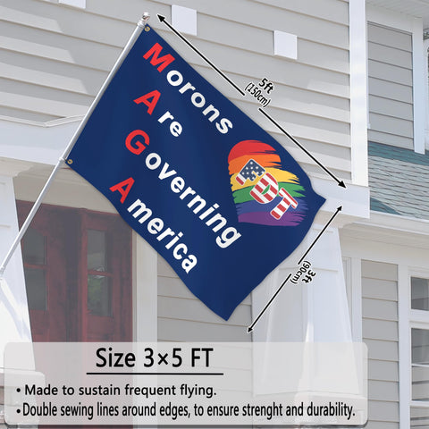 siixoi Morons Are Governing America flag vivid colors catch attention in any yard.