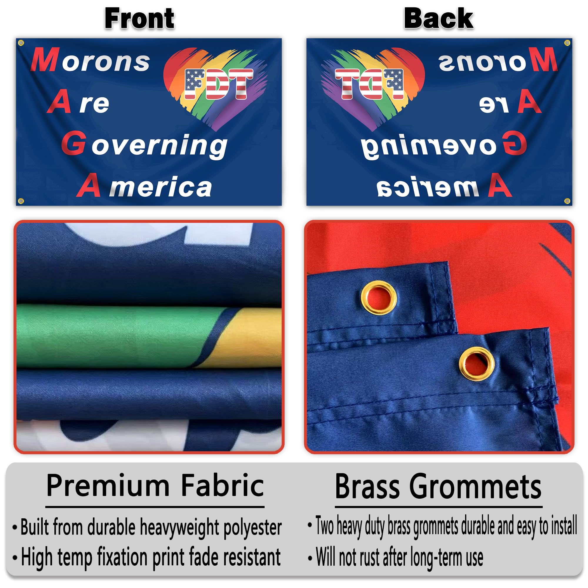 siixoi Morons Are Governing America flag versatile for indoor or outdoor display.