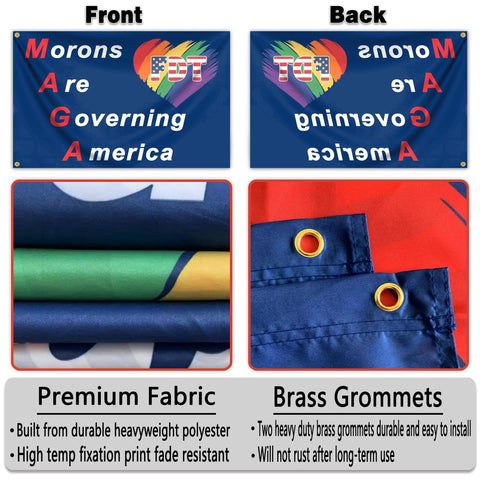 siixoi Morons Are Governing America flag versatile for indoor or outdoor display.