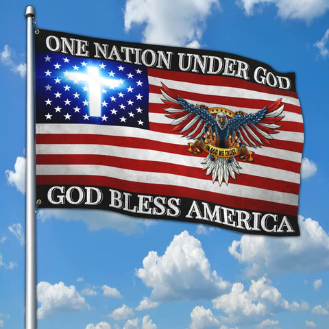 Siixoi One Nation Under God flag front view for outdoor yard decor