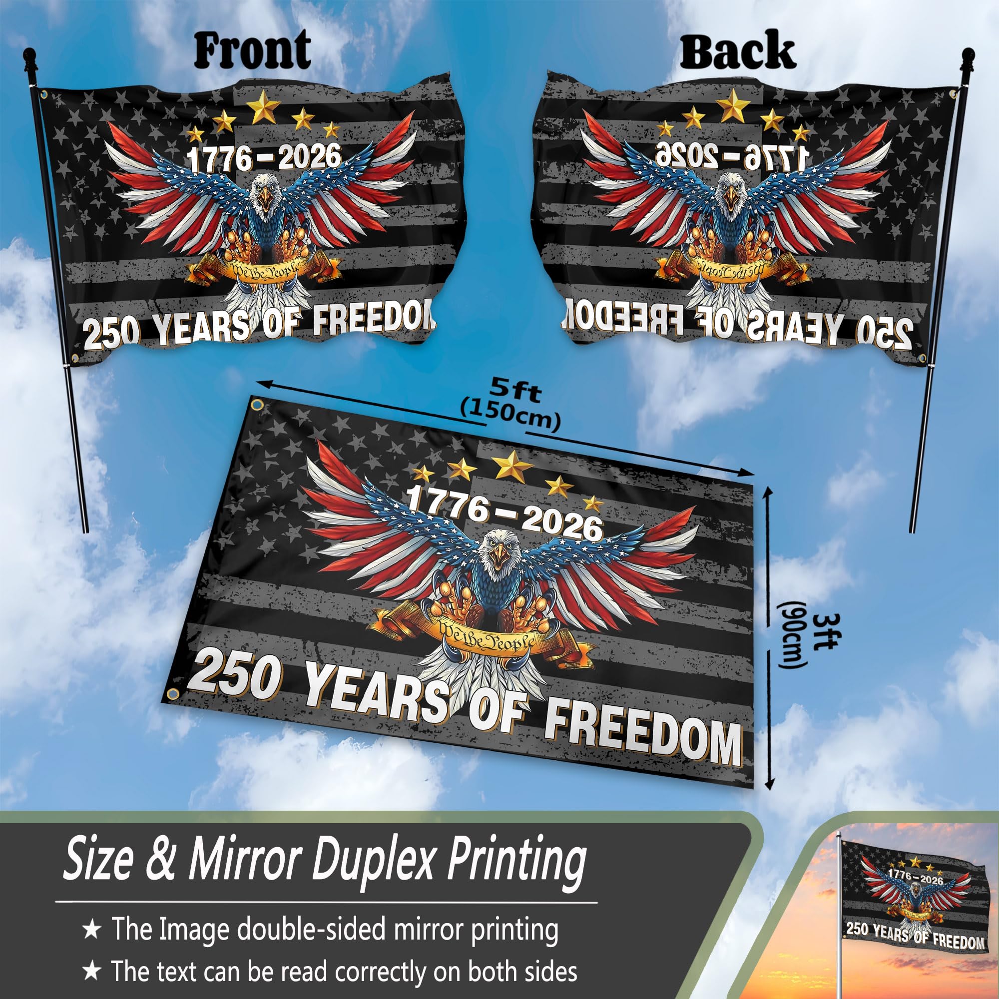 siixoi patriotic flag 3x5 easy to hang on wall or pole