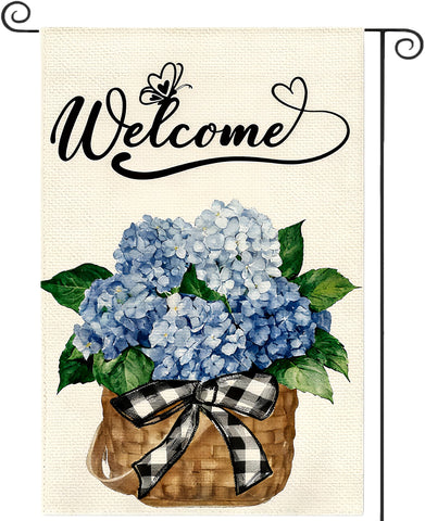 SILENART spring summer garden flag with hydrangea to welcome outdoor guests