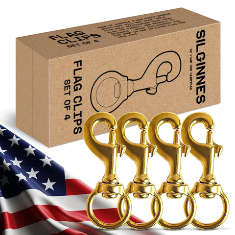 Silginnes flag clip with swivel eyelet in bronze brass for secure halyard attachment.