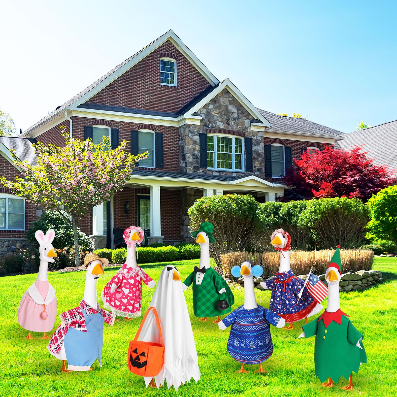 Silicherry Fourth of July goose outfit delivering patriotic flair for lawn centerpiece