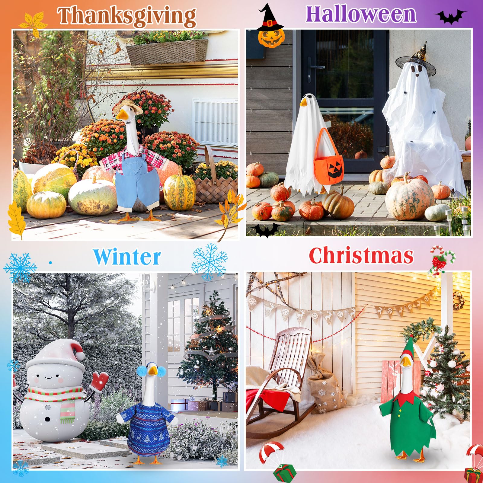 Silicherry Winter Christmas goose outfits sparkle with snowflake accents for seasonal cheer