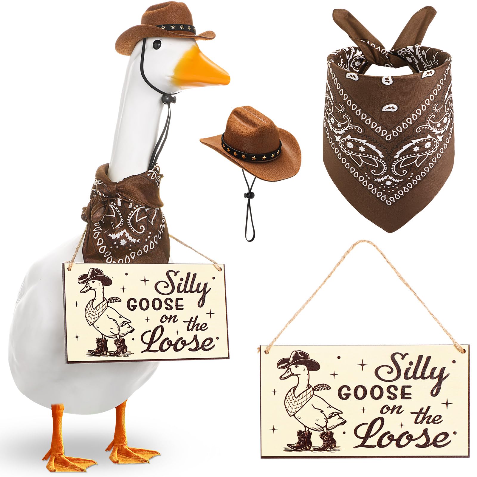 Silicherry funny porch goose with cowboy hat enhances outdoor curb appeal
