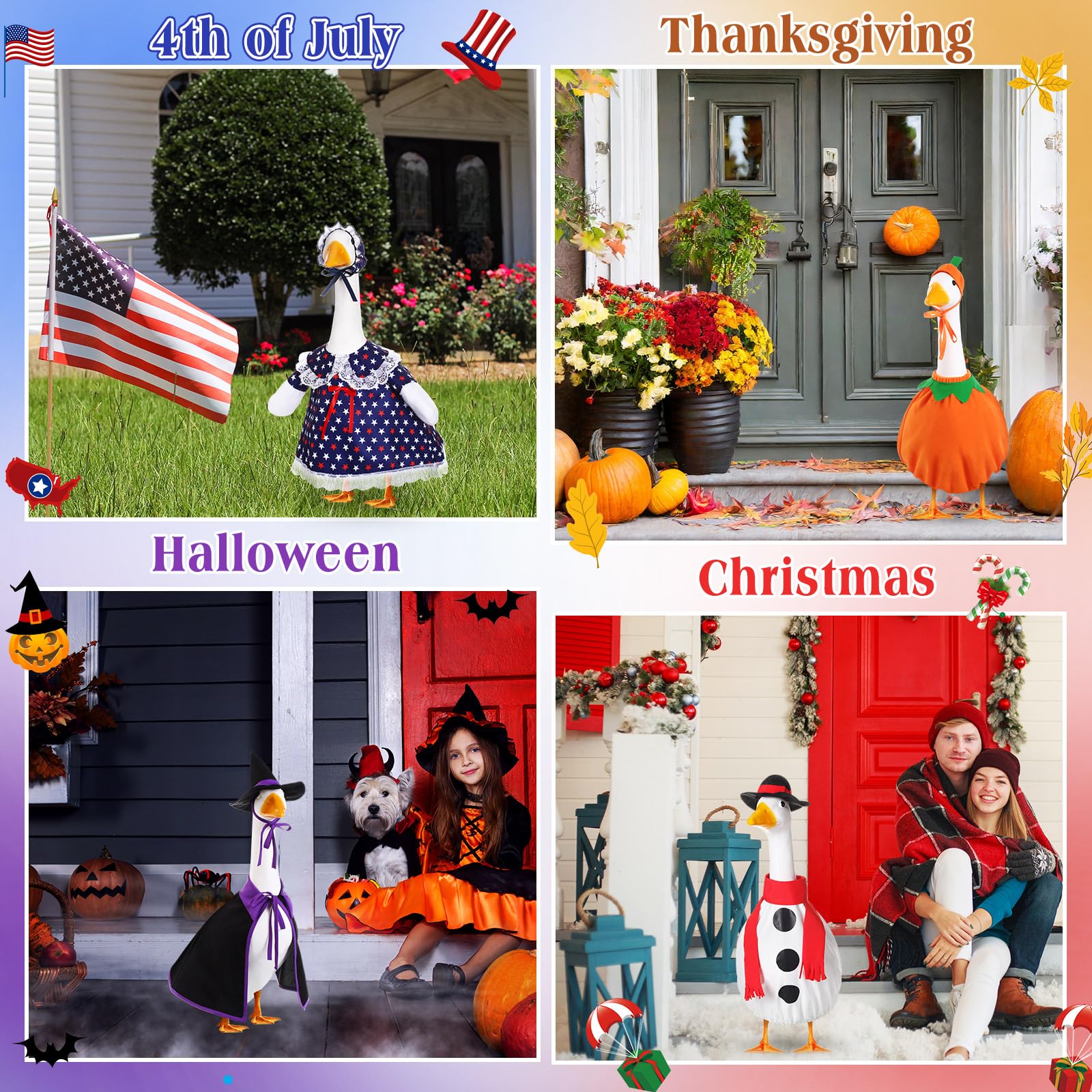 Silicherry Autumn goose outfit refreshes garden decor with warm tones.