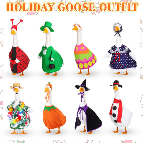 Silicherry Christmas goose outfit creates a festive winter display outdoors.