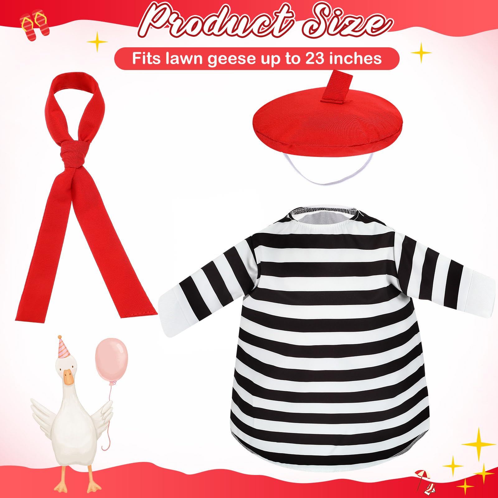 Silicherry red-scarf goose outfit brightens outdoor decor and invites admiration.