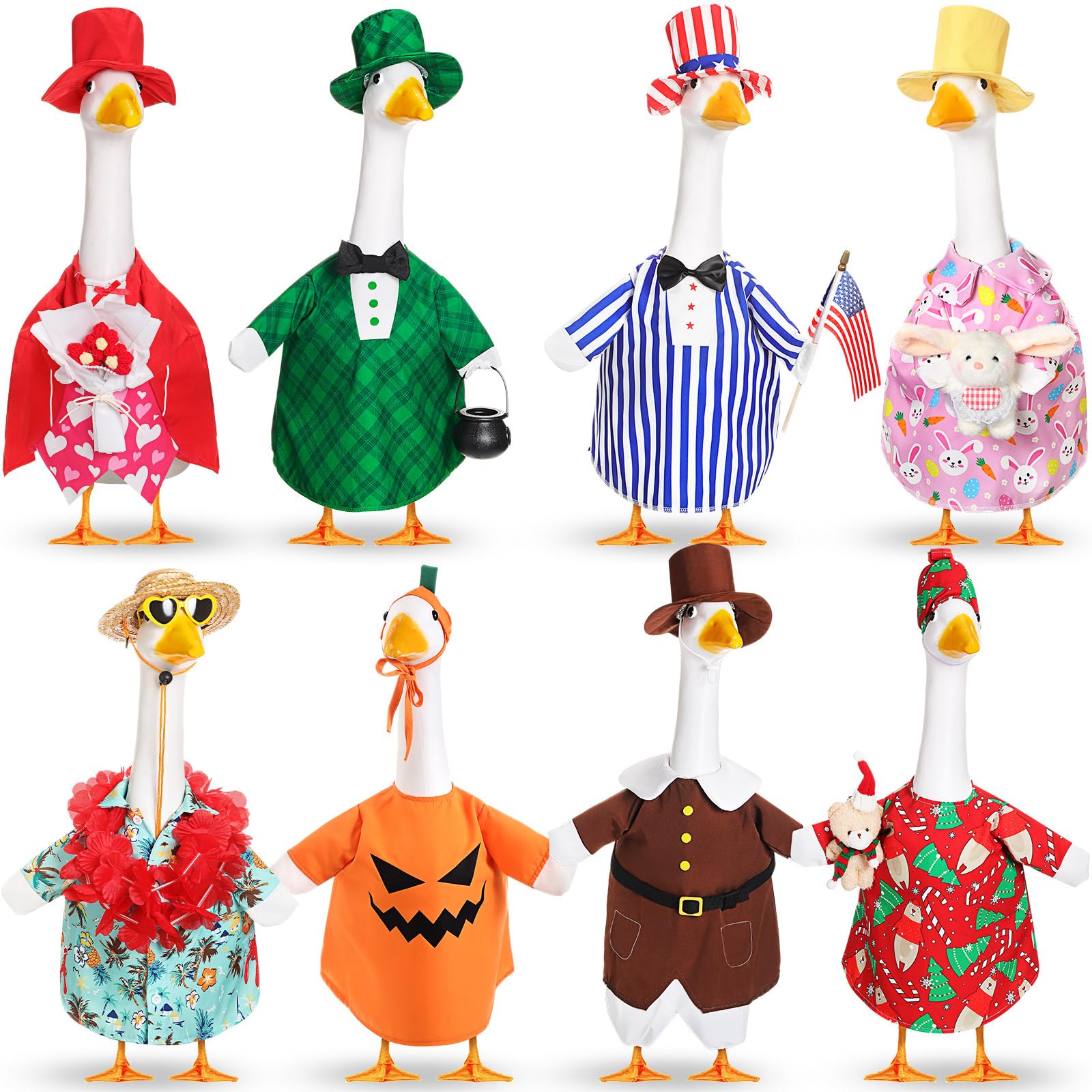 Silicherry goose outfit Valentine Day with red hearts for lawn decor