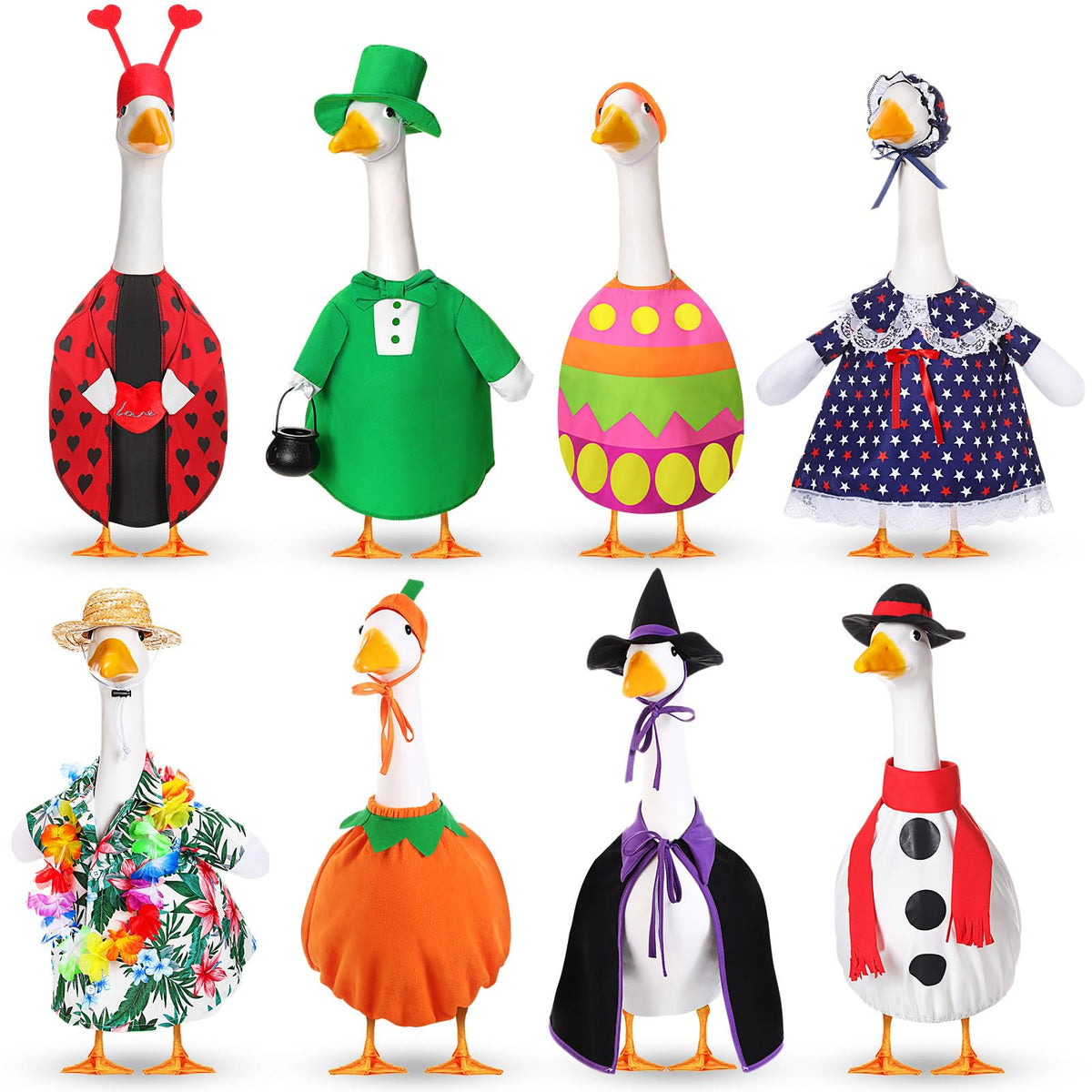 Silicherry Valentine goose outfit brightens outdoor decor with festive charm.