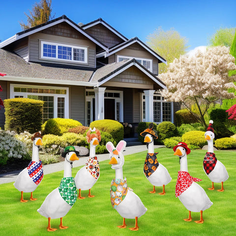 Silicherry goose outfits christmas hat adds festive year-round garden appeal.