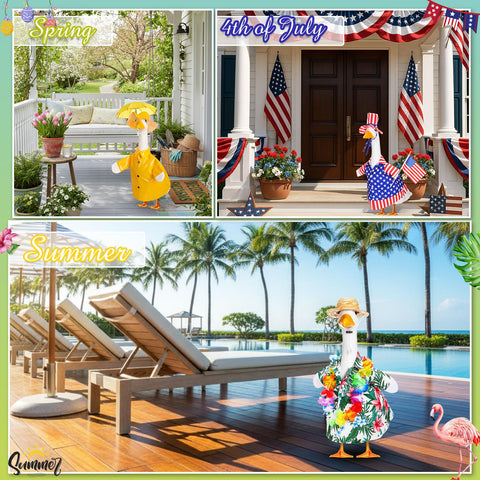 Silicherry Easter goose outfit adds seasonal whimsy to the lawn statue.