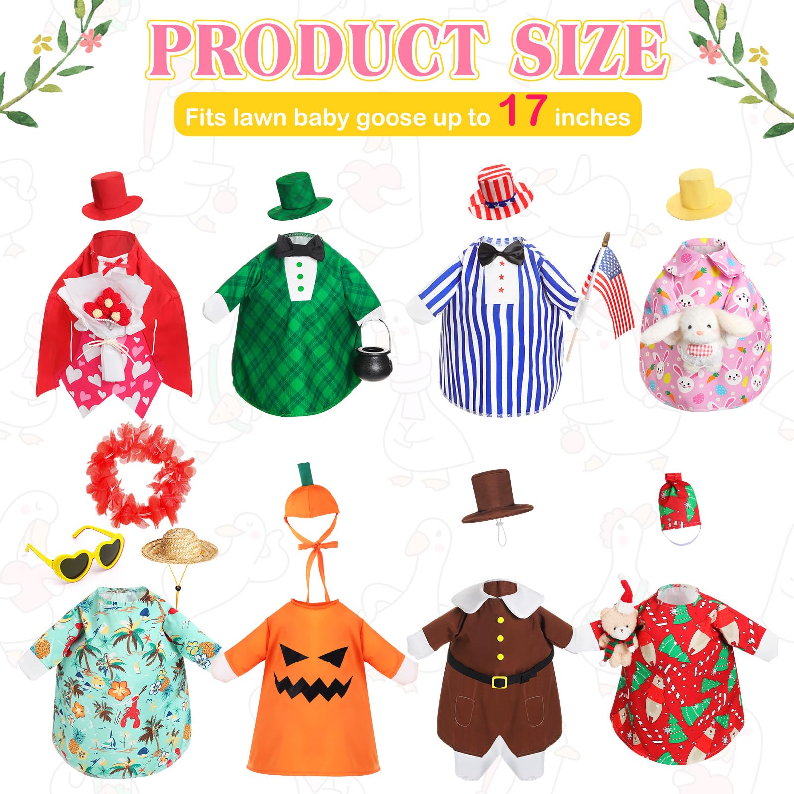 Silicherry goose outfit, Hawaiian theme, adds tropical garden charm