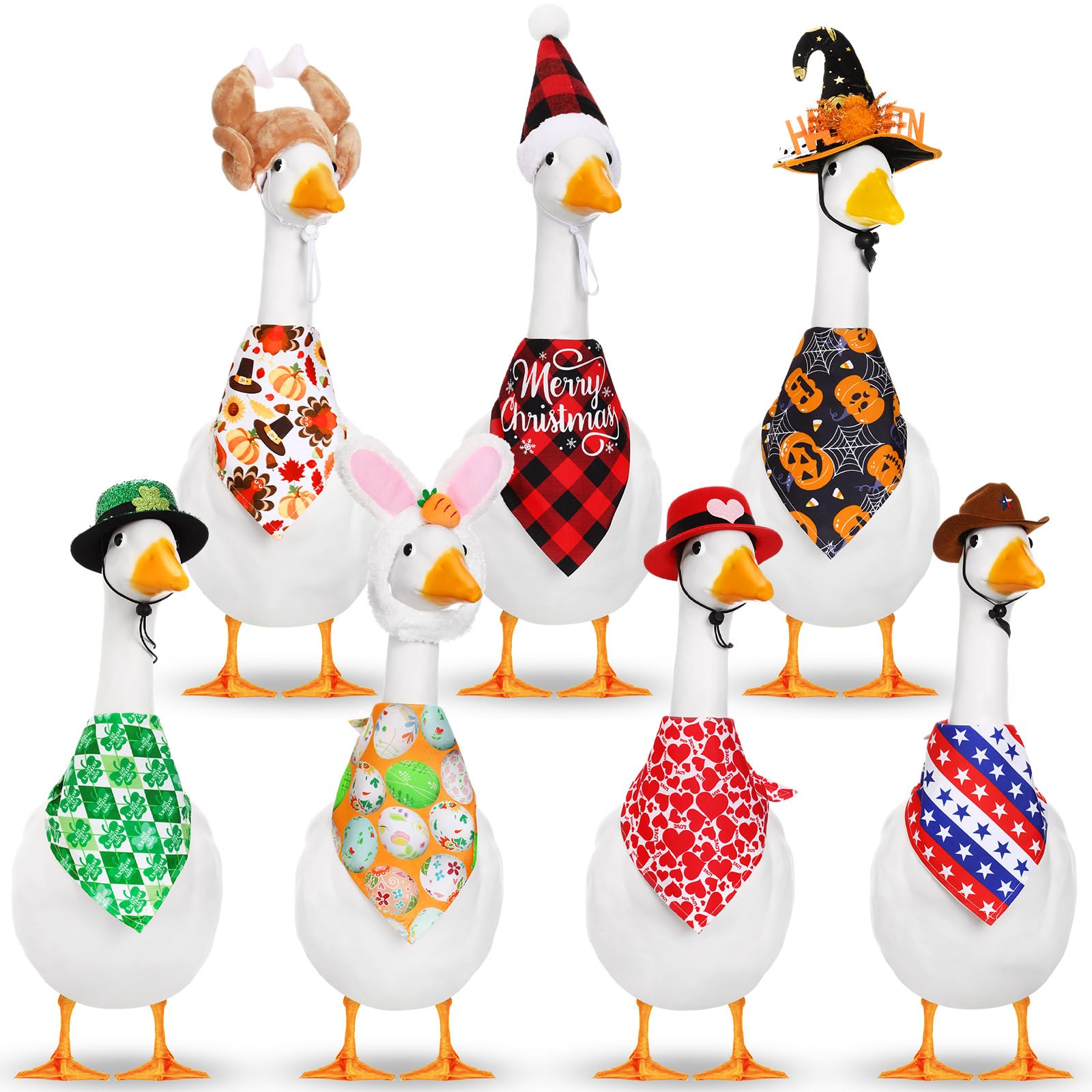 Silicherry goose outfits valentines bandanna elevate festive lawn decor and seasonal charm.