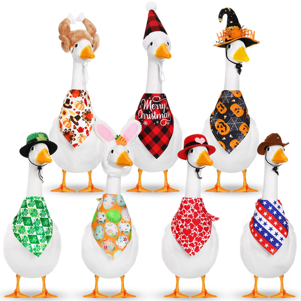 Silicherry goose outfits valentines bandanna elevate festive lawn decor and seasonal charm.