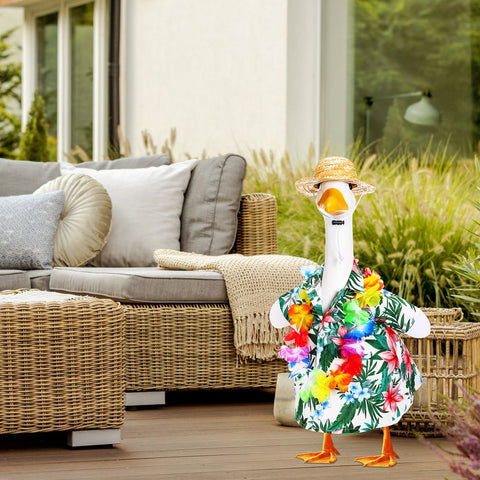 Silicherry lawn goose decor in costume transforms garden corners