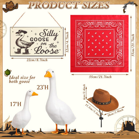 Silicherry red bandana on goose adds Western vibe to outdoor scenes.