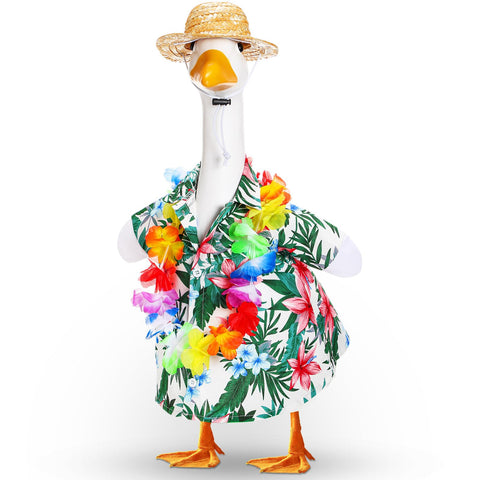 Silicherry Summer Goose Outfit with hat adds tropical charm to your yard