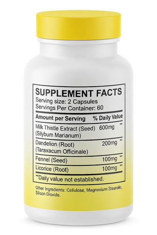 Silymarin & Fennel Capsules closeup highlights capsule quality for daily detox