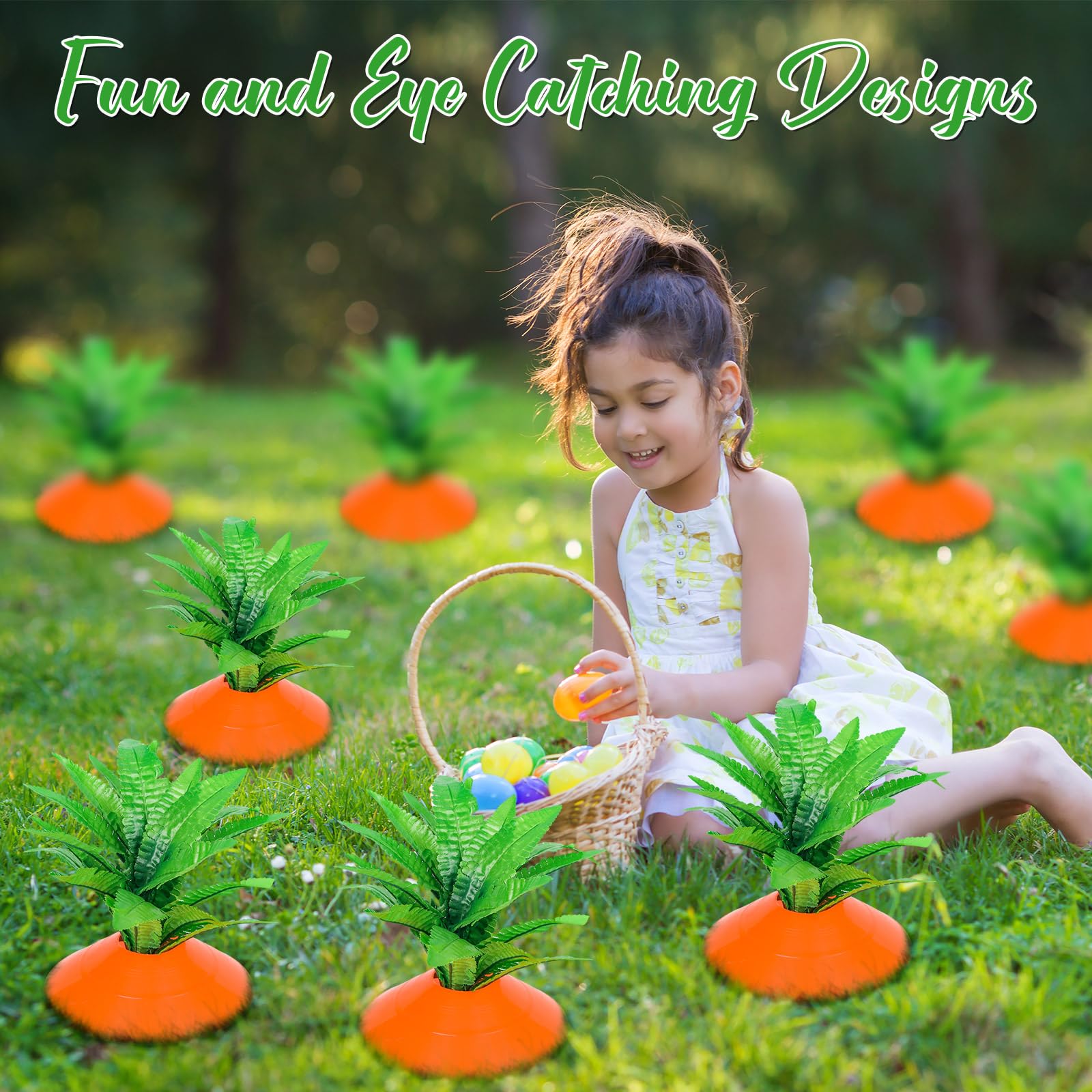 Silipull 24-pack Easter carrot sign plates create repeated charm across your yard.