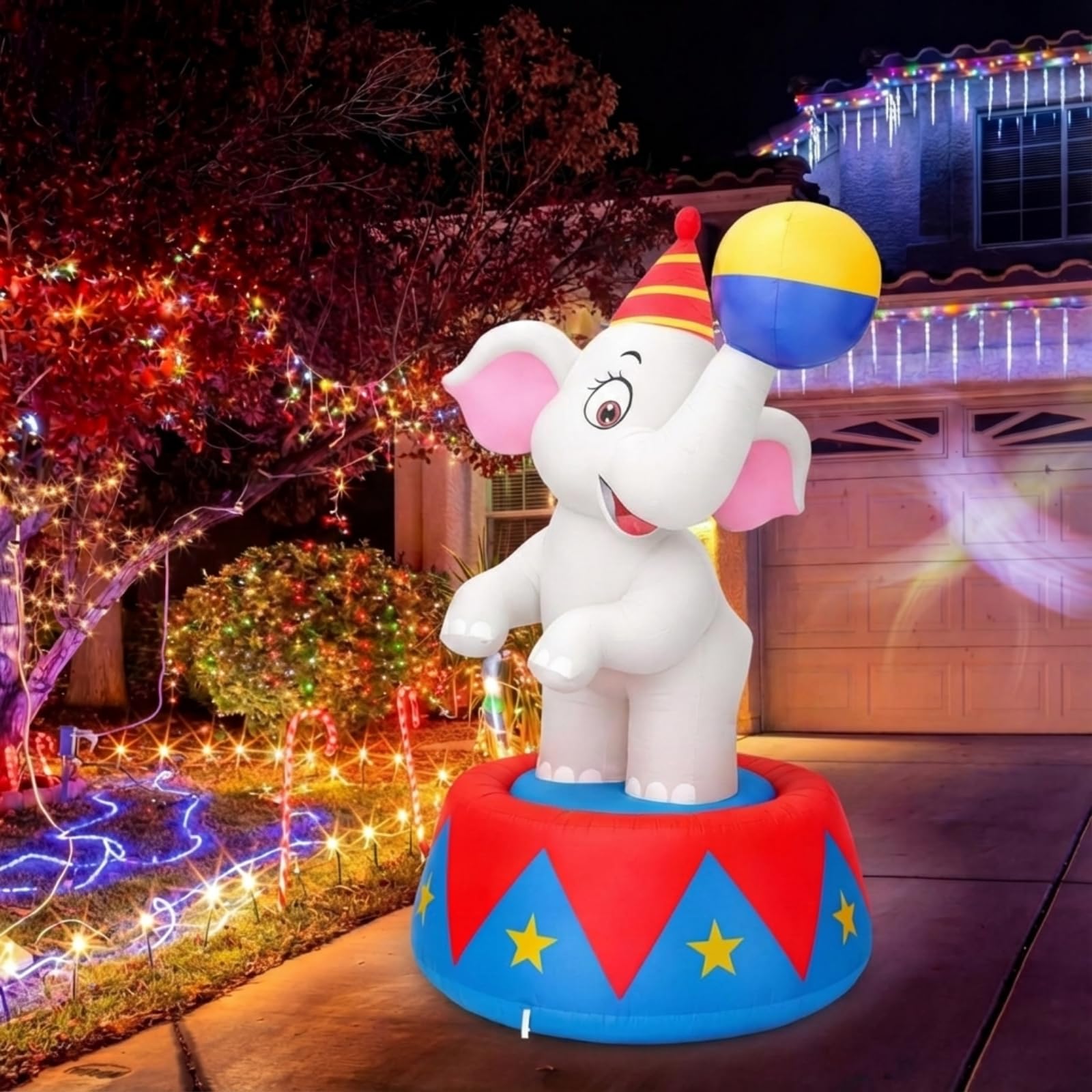 Silipull 5ft inflatable elephant for backyard celebrations.