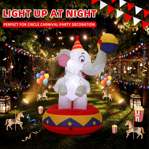 Silipull circus-themed elephant inflatable for outdoor decorations.