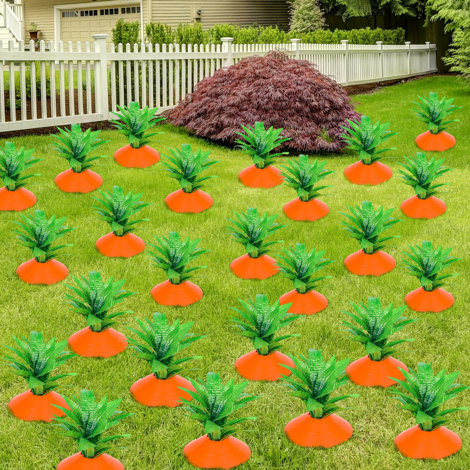 Silipull Easter carrot yard stake orange brightens your garden for a festive spring look.