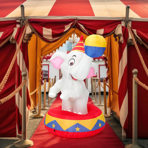 Silipull LED elephant inflatable with night-time glow for festive ambiance.