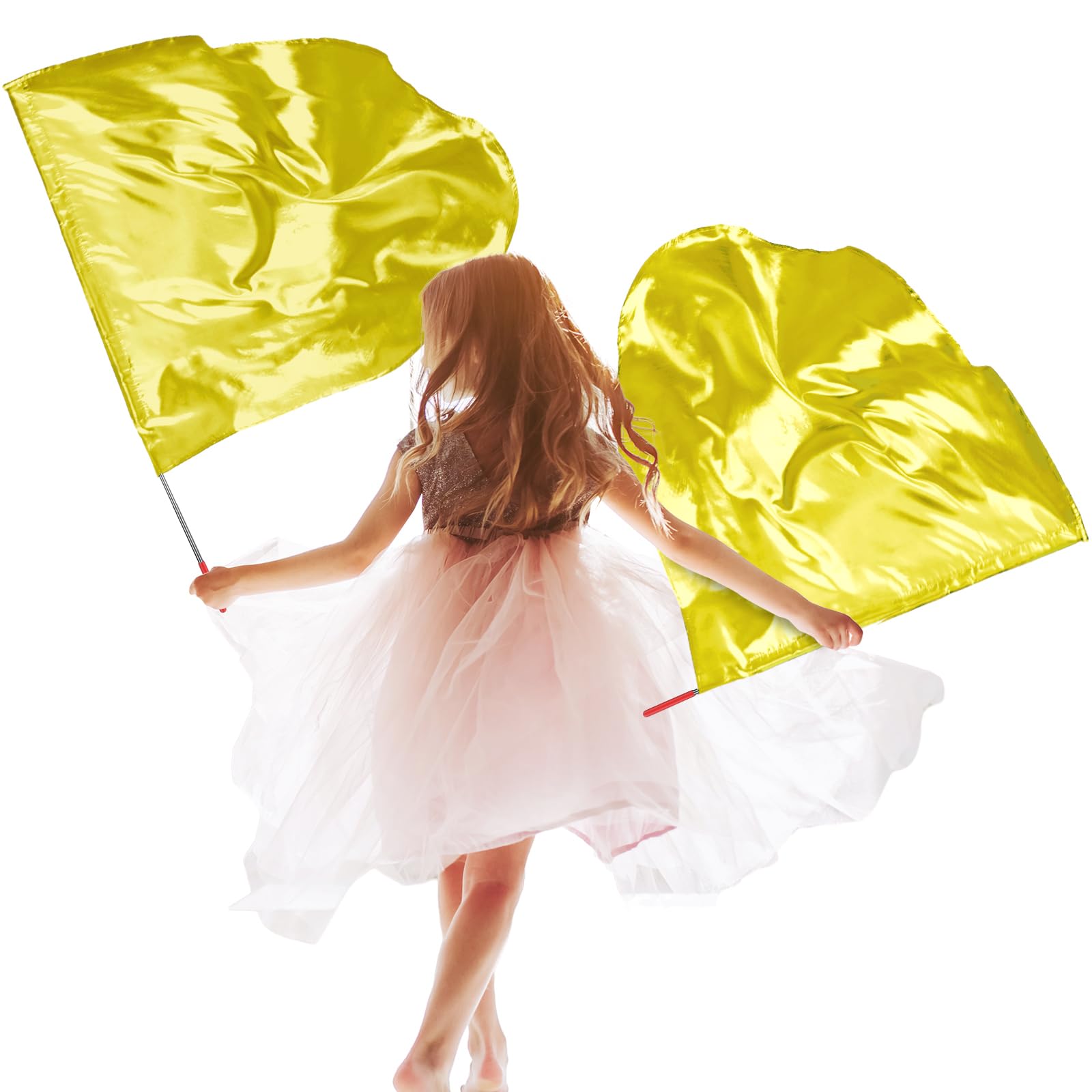 Silipull gold praise flag with semicircle focus for graceful worship dance displays.
