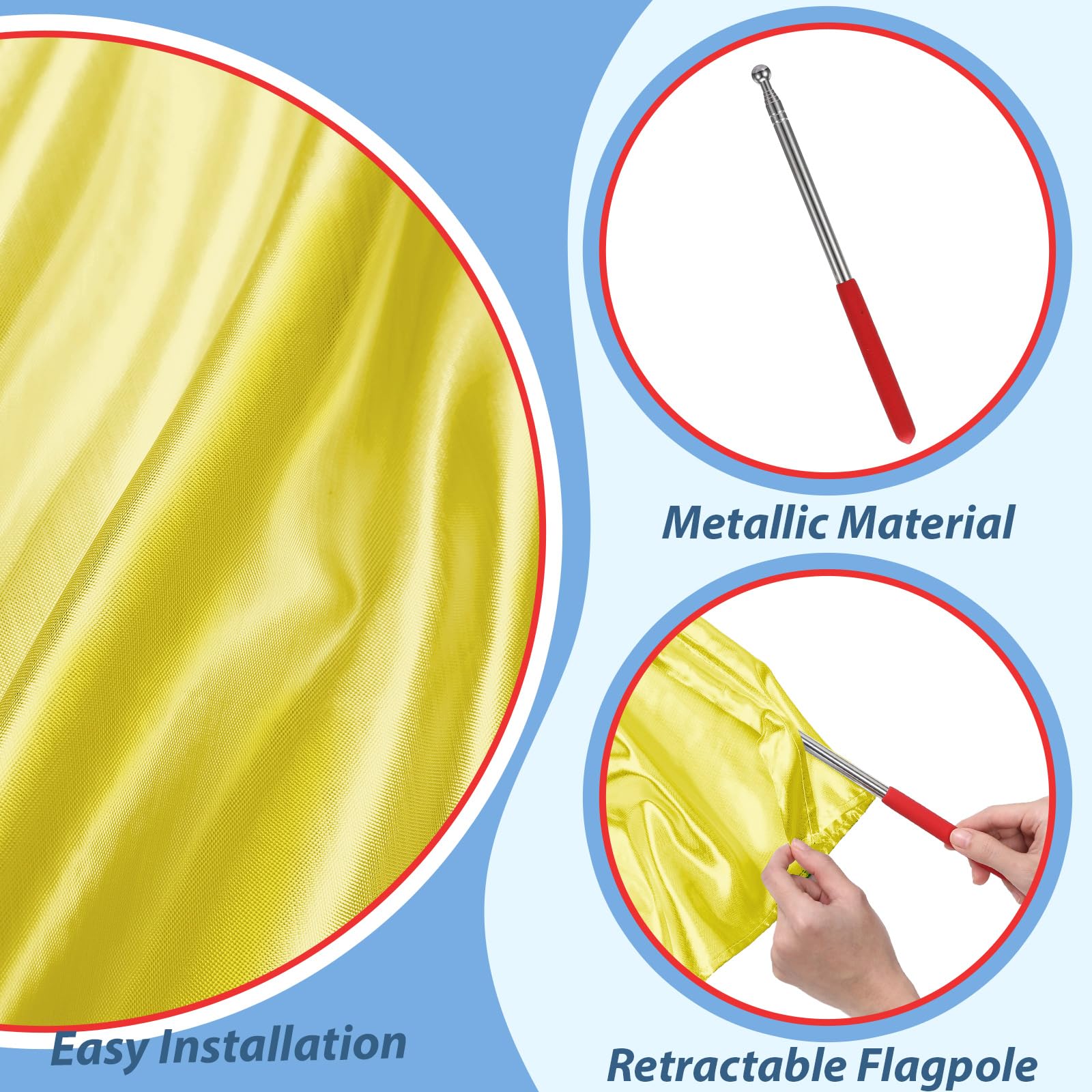 Silipull scalable rod with gold handle support for smooth flag waving.