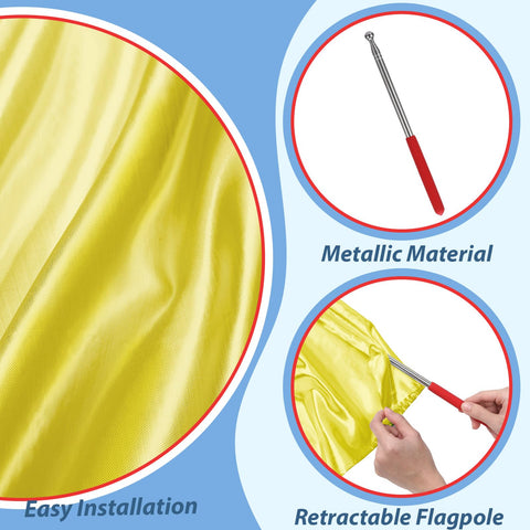 Silipull scalable rod with gold handle support for smooth flag waving.