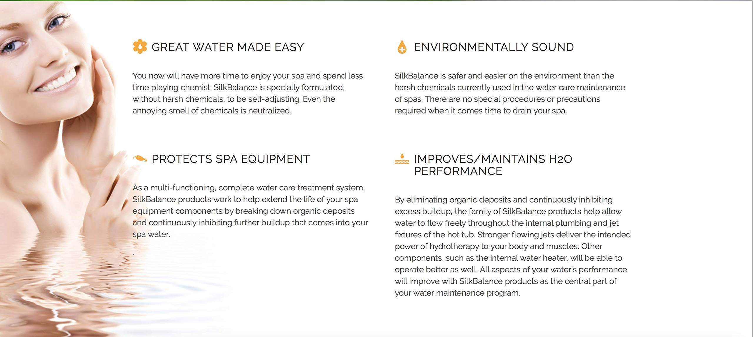 SilkBalance pH balance helps maintain comfortable, balanced spa water.