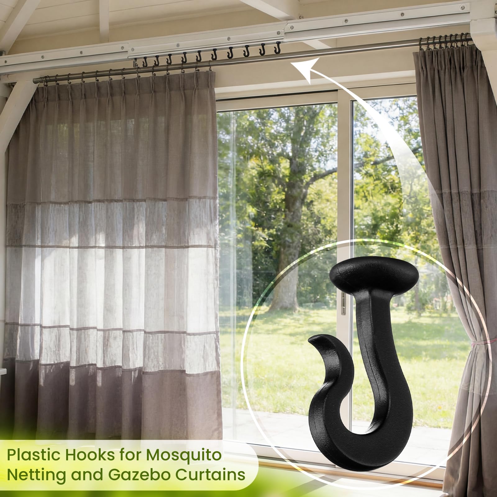 Outdoor gazebo setup with Silkfly hooks enabling easy curtain attachment.