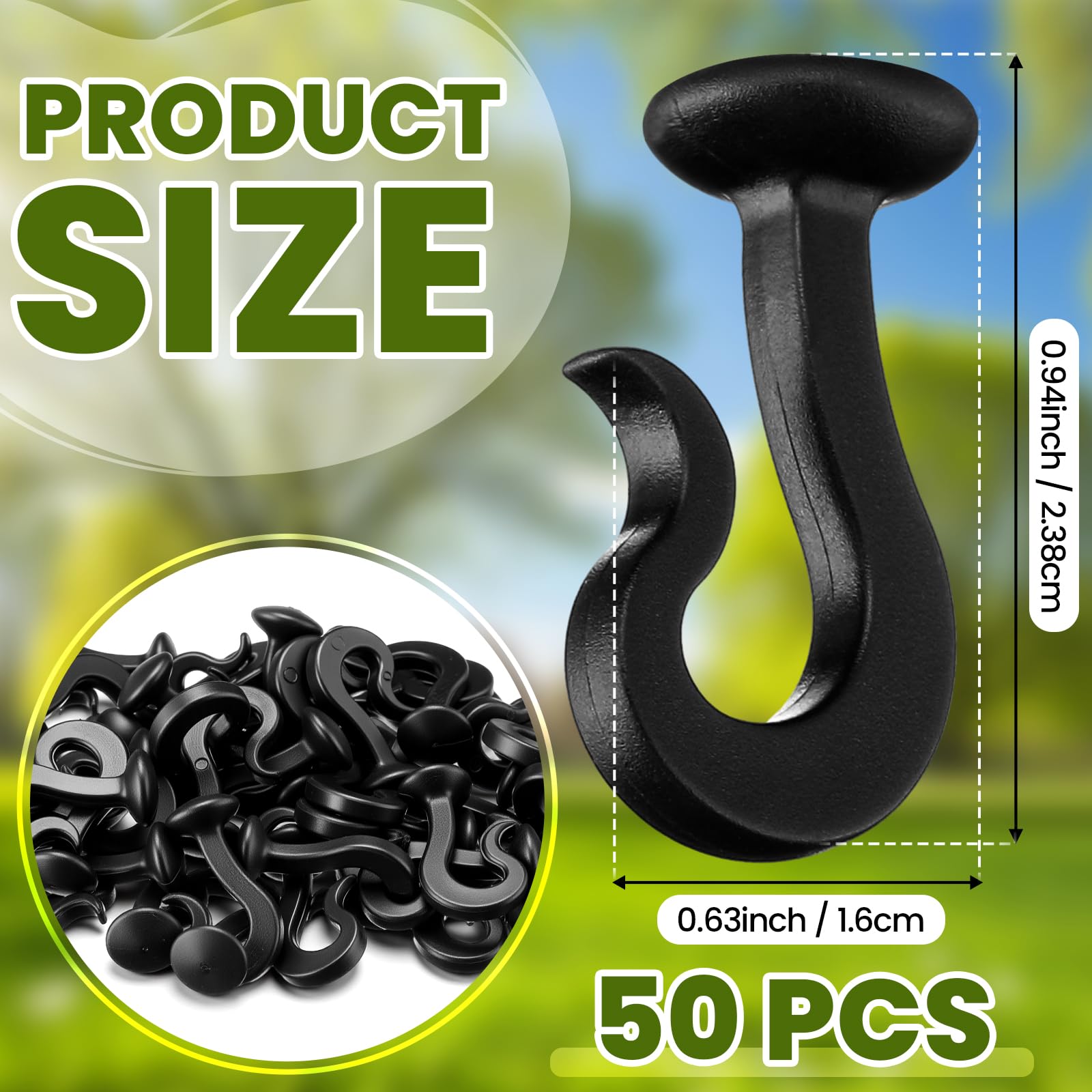 Close-up of Silkfly plastic gazebo track hook with polished finish.
